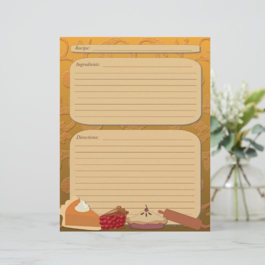 Dissert pie thema oranje recept pagina (Staand voorkant)