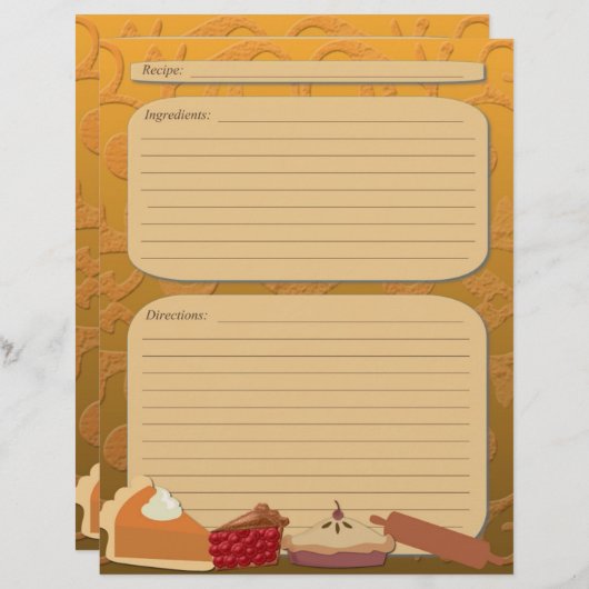 Dissert pie thema oranje recept pagina (Voorkant / Achterkant)