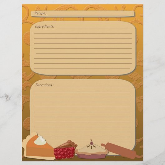 Dissert pie thema oranje recept pagina (Achterkant)