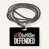 Dissertatie Verdedigd PhD-Afstuderen Afstuderen Badge (Voorkant met draagriem)