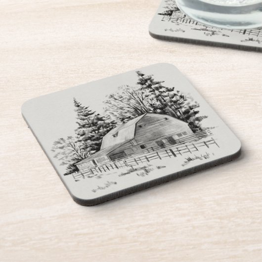 Distant Barn Sketch I Bier Onderzetter (Linkerzijde)