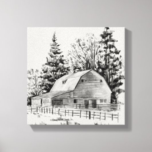 Distant Barn Sketch I Canvas Afdruk (Voorkant)