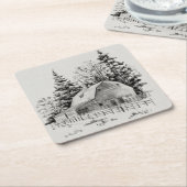 Distant Barn Sketch I Kartonnen Onderzetters (Schuin)