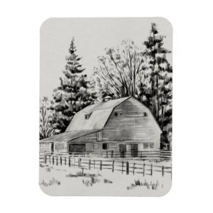 Distant Barn Sketch I Magneet
