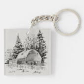 Distant Barn Sketch I Sleutelhanger (Achterkant)