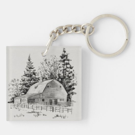 Distant Barn Sketch I Sleutelhanger (Achterkant)