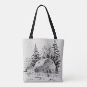 Distant Barn Sketch I Tote Bag (Achterkant)