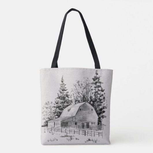 Distant Barn Sketch I Tote Bag (Achterkant)