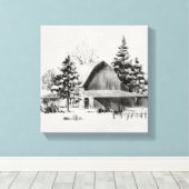 Distant Barn Sketch II Canvas Afdruk (Insitu (Houten vloer))