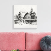 Distant Barn Sketch II Canvas Afdruk (Insitu (Woonkamer))