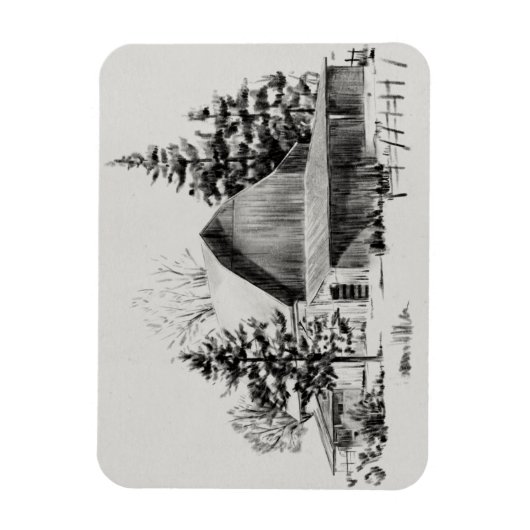 Distant Barn Sketch II Magneet (Verticaal)