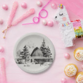 Distant Barn Sketch II Papieren Bordje (Feest)