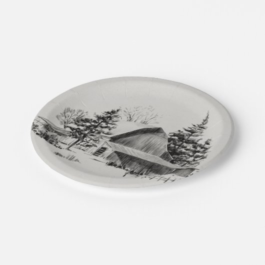 Distant Barn Sketch II Papieren Bordje (Gekanteld)