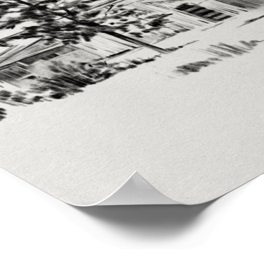 Distant Barn Sketch II Poster (Hoek)