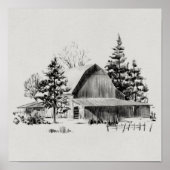 Distant Barn Sketch II Poster (Voorkant)