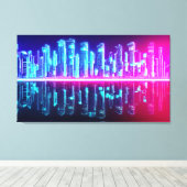 Distant Cyberpunk City Canvas Afdruk (Insitu (Houten vloer))