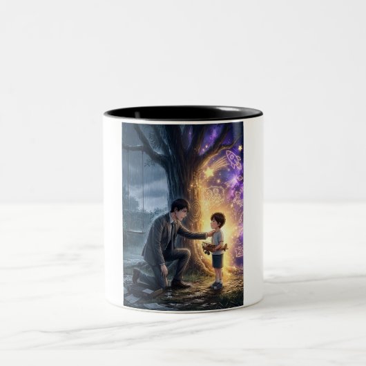 Distant Echoes Inner Child Retro Sci-Fi Magic Tweekleurige Koffiemok (Center)
