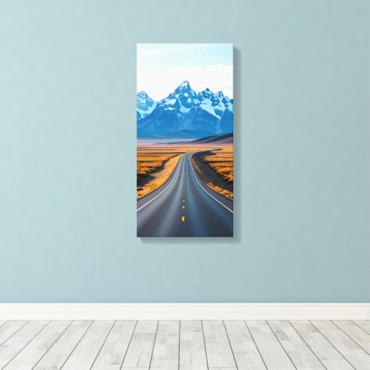 Distant Mountain Peaks Canvas Afdruk (Insitu (Houten vloer))