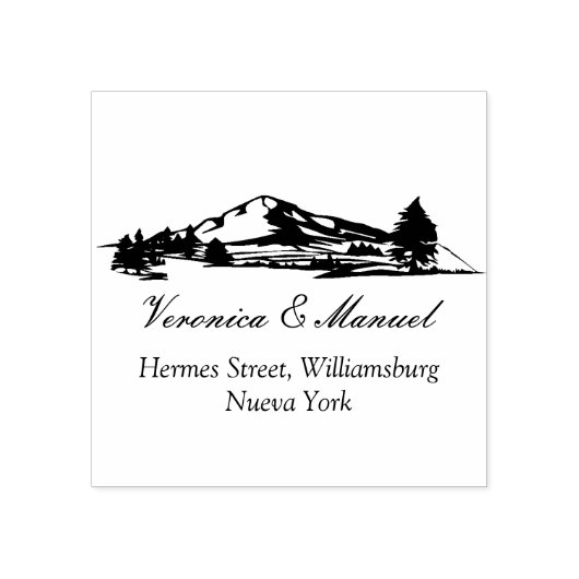 Distant Mountains Wooden Stamp Rubberstempel (Afrduk)