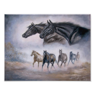 Distant Thunder, lopende paarden Foto Afdruk