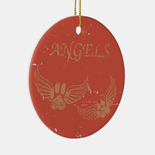 Disted Angel Pet Paws Red Keramisch Ornament (Rechts)