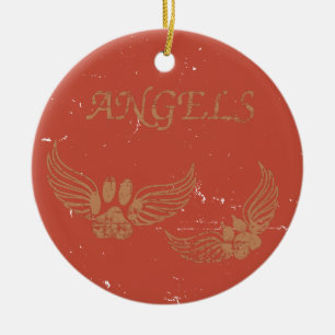 Disted Angel Pet Paws Red Keramisch Ornament
