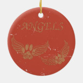 Disted Angel Pet Paws Red Keramisch Ornament (Achterkant)