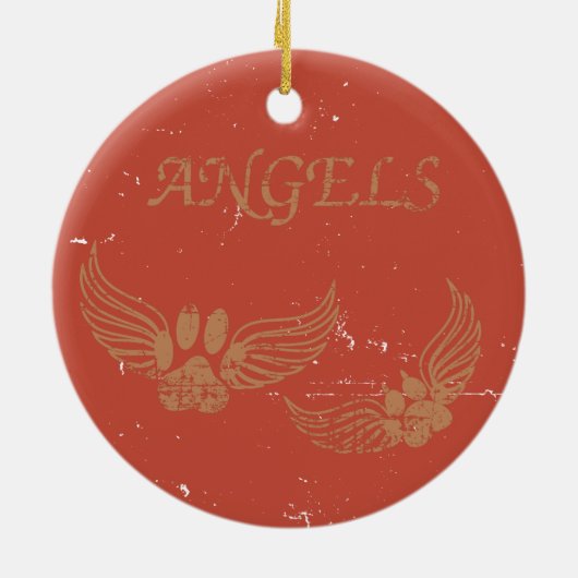 Disted Angel Pet Paws Red Keramisch Ornament (Achterkant)
