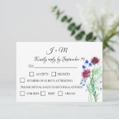 Distel Bloem Schotse Watercolor Huwelijk RSVP (Staand voorkant)