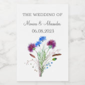 Distel Bloem Schotse Waterverf Huwelijksfeest Wijn Etiket (Enkel label)