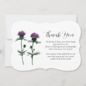 Distel Condoleance Bloemige Funeral Bedankt  Kaart (Voorkant)