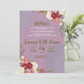 Distel en Groen Bloemen Moslim bruiloft Uitnodigin Kaart (Staand voorkant)