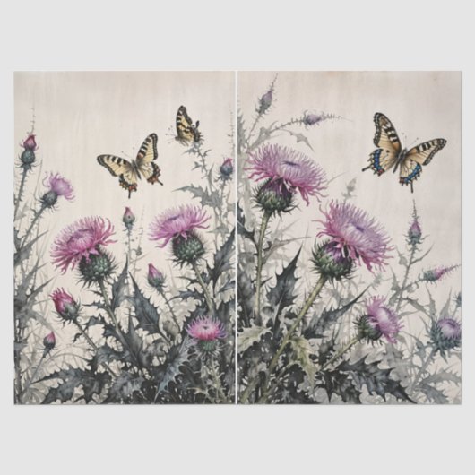 Distel en Vlinders Vloeipapier Tissuepapier (Voorkant)