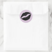 Distel en zwarte lippenstiftprint ronde sticker (Tas)