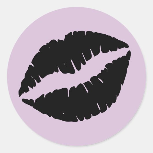 Distel en zwarte lippenstiftprint ronde sticker (Voorkant)
