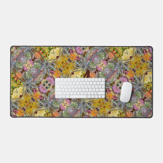 Distel Multi Kleur Bloemen met Monogram Boho Chic Bureaumat (Keyboard & Muis)