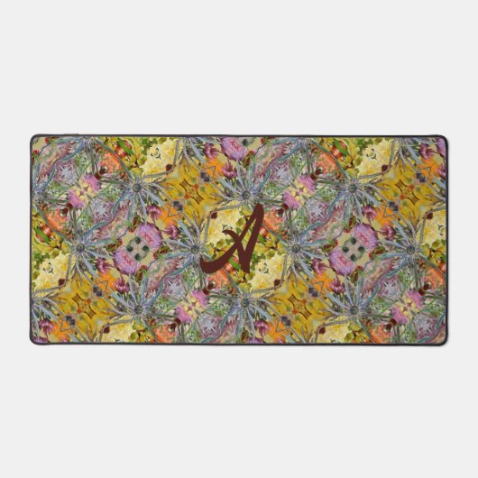 Distel Multi Kleur Bloemen met Monogram Boho Chic Bureaumat (Voorkant)
