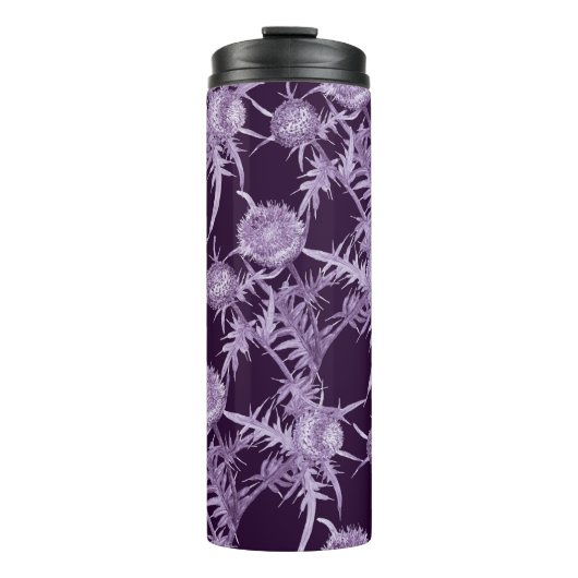 Distel paarse bloem patroon thermosbeker (Voorkant)