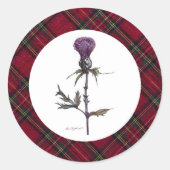 distel & plaid ronde sticker (Voorkant)
