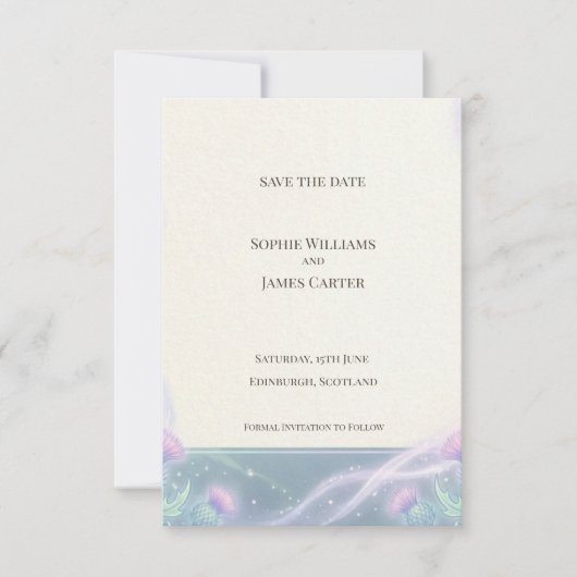 Distel Save the Date Kaart in Teal (Voorkant)