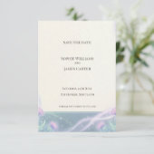 Distel Save the Date Kaart in Teal (Staand voorkant)