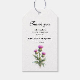 Distel Schotse Bloemige Waterverf Bloemen Bruiloft Cadeaulabel