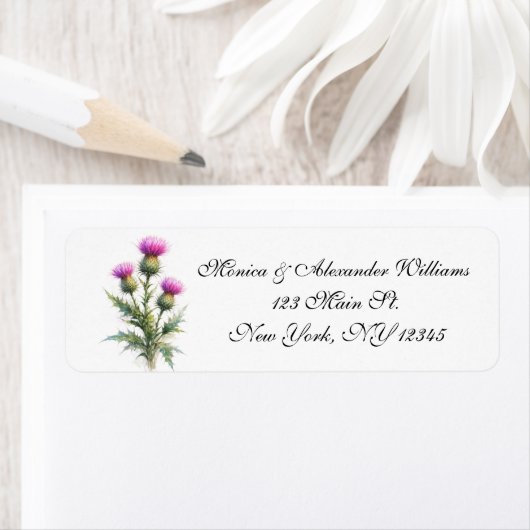 Distel Schotse Watercolor Retouradres Label (Insitu)