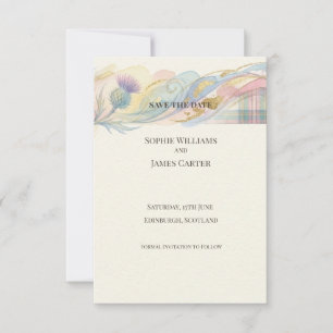 Distel Veer Tartan Save the Date Kaart