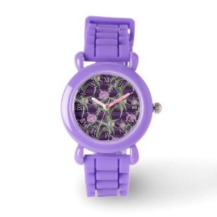 Distel violette bloemen horloge