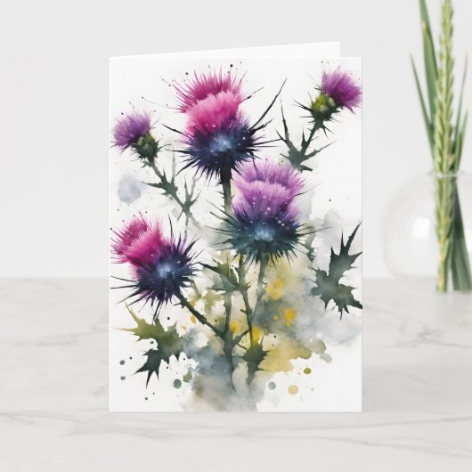Distel - Watercolor bloemen Kaart (Voorkant)