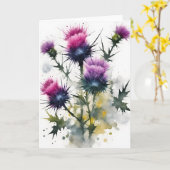 Distel - Watercolor bloemen Kaart (Gele Bloem)