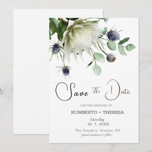 Distelbloemen Save The Date Sjabloon (Voorkant / Achterkant)