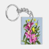 Distelvink en Bloemen Sleutelhanger (Voorkant Links)