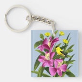 Distelvink en Bloemen Sleutelhanger (Voorkant)